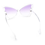 Womens Butterfly Upside Down Half Rim Plastic Oversized Sunglasses