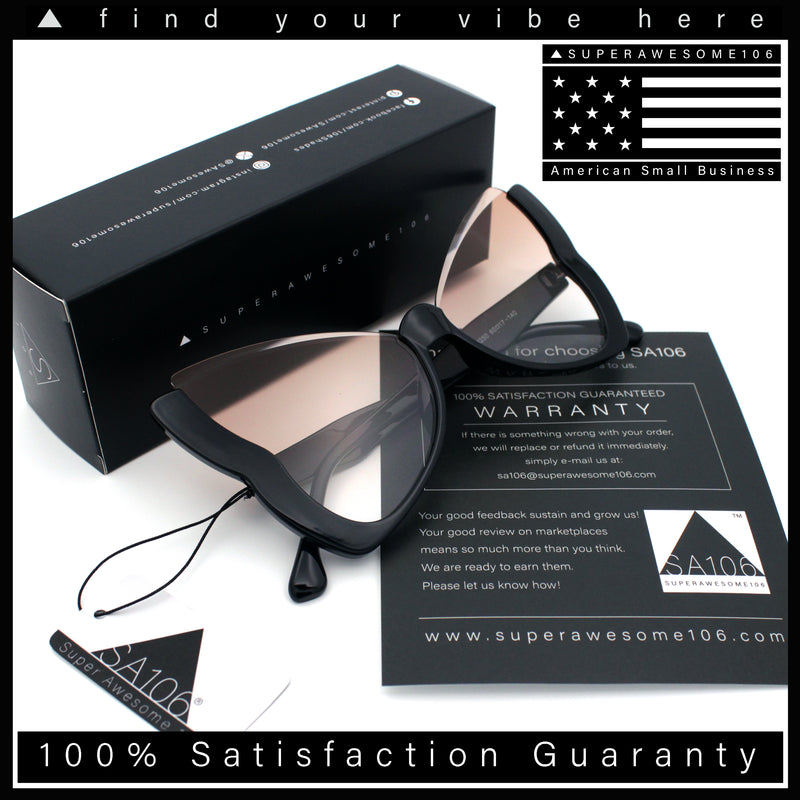 Womens Butterfly Upside Down Half Rim Plastic Oversized Sunglasses