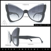 Womens Butterfly Upside Down Half Rim Plastic Oversized Sunglasses