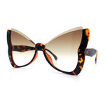 Womens Butterfly Upside Down Half Rim Plastic Oversized Sunglasses
