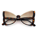 Womens Butterfly Upside Down Half Rim Plastic Oversized Sunglasses