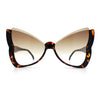 Womens Butterfly Upside Down Half Rim Plastic Oversized Sunglasses
