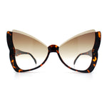 Womens Butterfly Upside Down Half Rim Plastic Oversized Sunglasses
