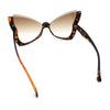 Womens Butterfly Upside Down Half Rim Plastic Oversized Sunglasses