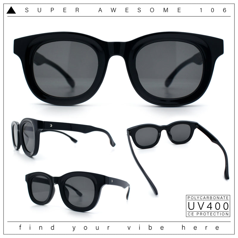 Vintage Vibe Thick Horn Rim Hipster Fashion Plastic Rectangle Sunglasses
