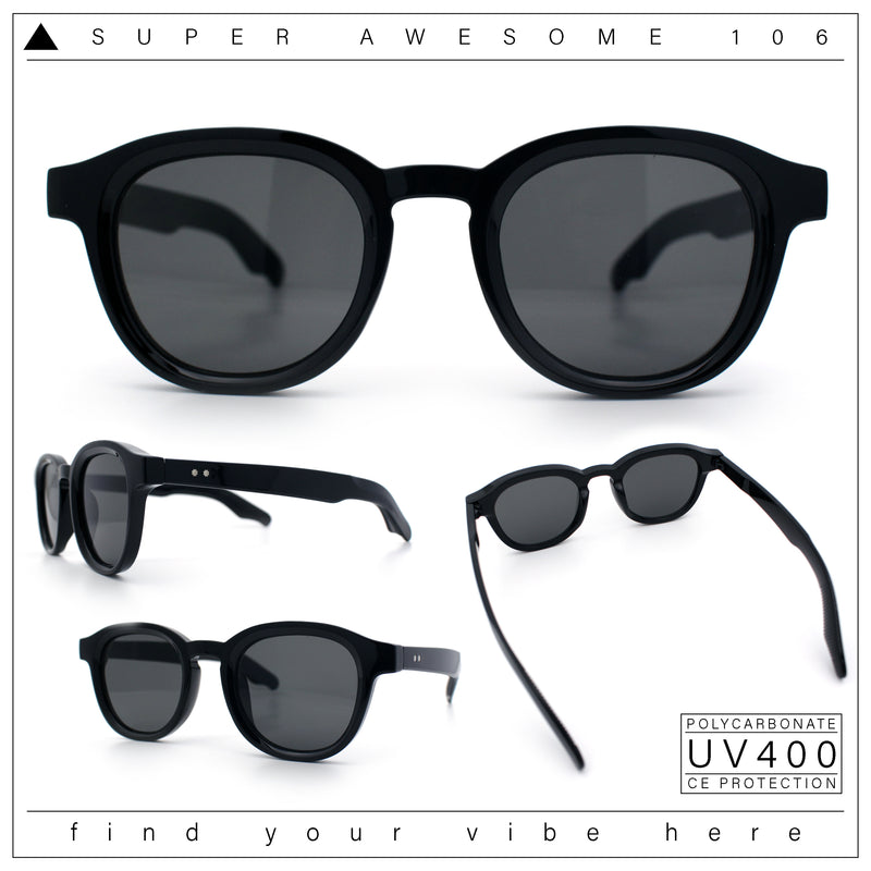 Normcore Hipster Fashion Beveled Round Horn Rim Plastic Sunglasses