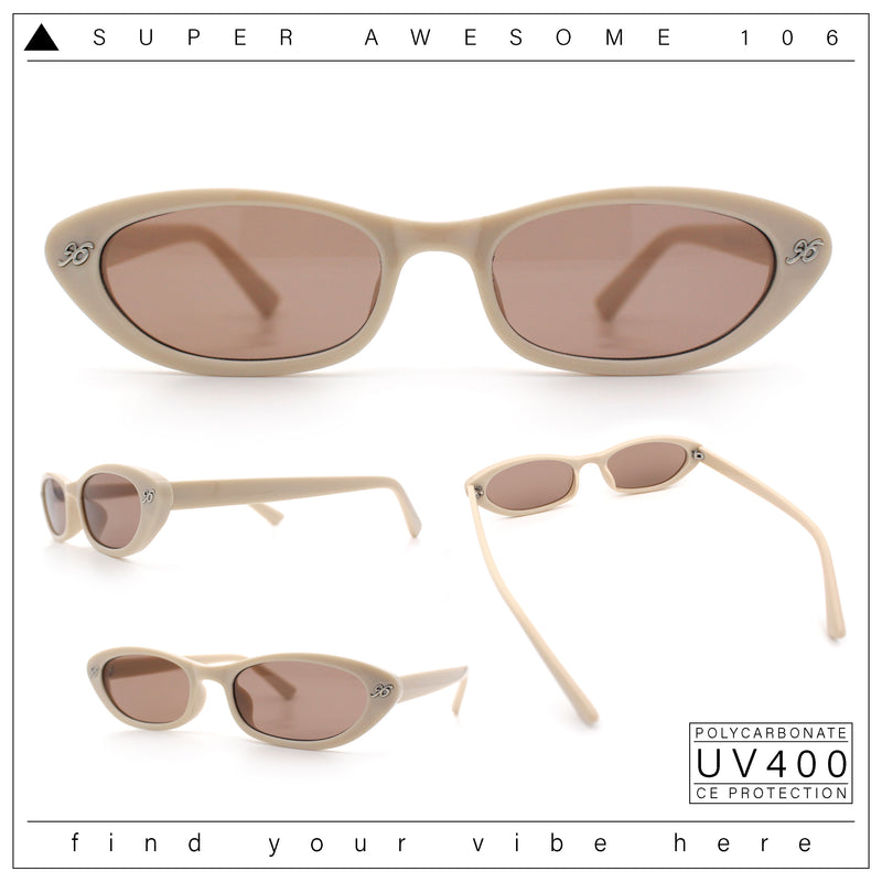 Womens Vintage Vibe Narrow Rectangle Cat Eye Plastic Sunglasses