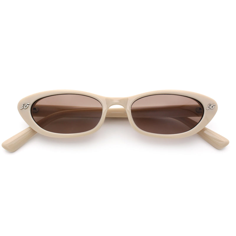 Womens Vintage Vibe Narrow Rectangle Cat Eye Plastic Sunglasses
