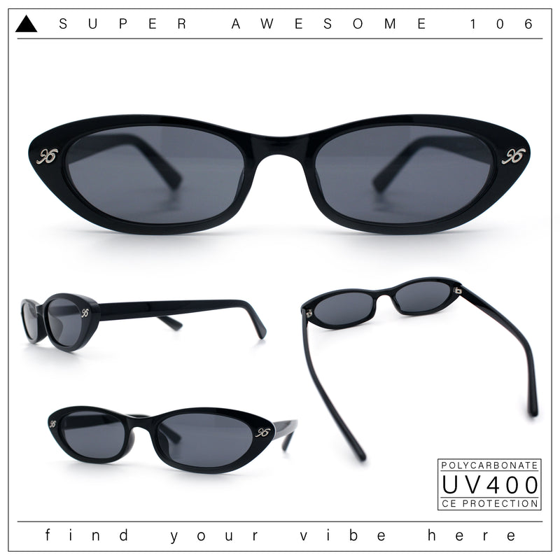 Womens Vintage Vibe Narrow Rectangle Cat Eye Plastic Sunglasses