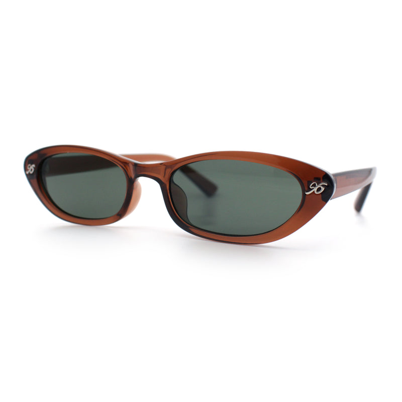 Womens Vintage Vibe Narrow Rectangle Cat Eye Plastic Sunglasses