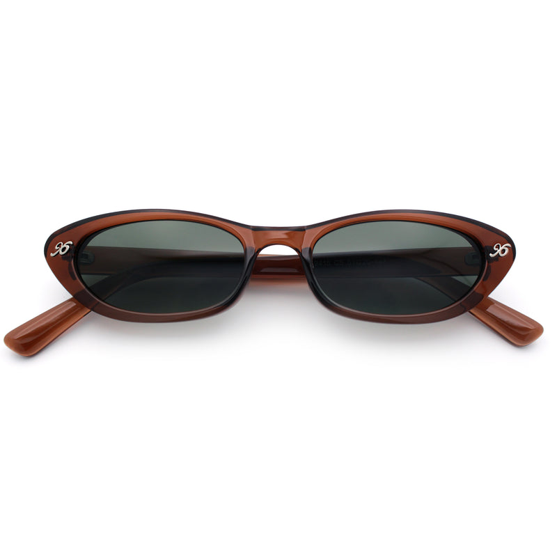 Womens Vintage Vibe Narrow Rectangle Cat Eye Plastic Sunglasses