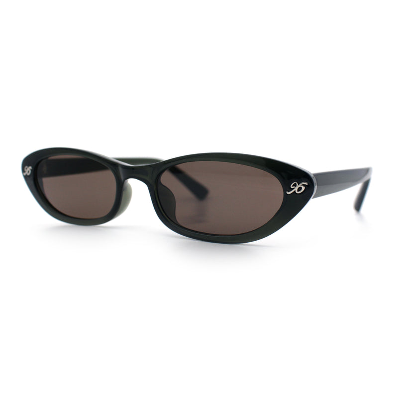 Womens Vintage Vibe Narrow Rectangle Cat Eye Plastic Sunglasses