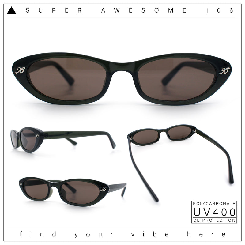 Womens Vintage Vibe Narrow Rectangle Cat Eye Plastic Sunglasses