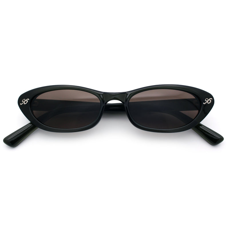 Womens Vintage Vibe Narrow Rectangle Cat Eye Plastic Sunglasses