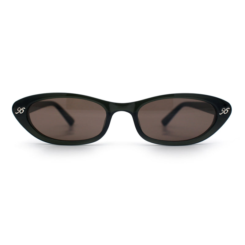 Womens Vintage Vibe Narrow Rectangle Cat Eye Plastic Sunglasses