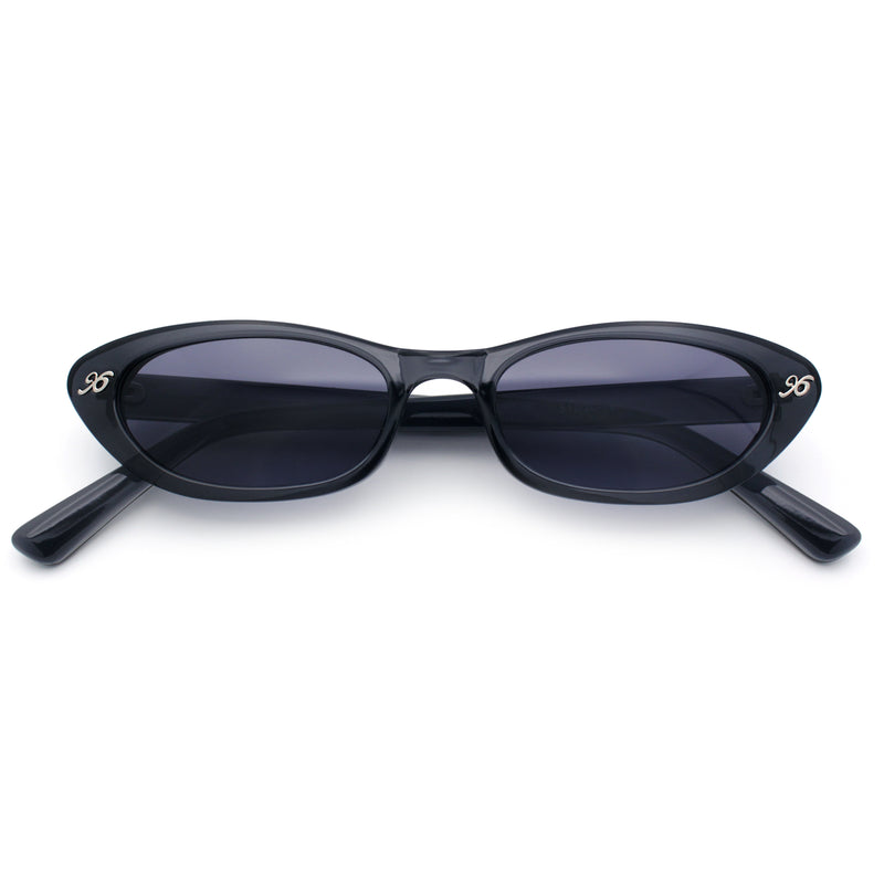 Womens Vintage Vibe Narrow Rectangle Cat Eye Plastic Sunglasses