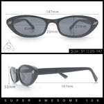 Womens Vintage Vibe Narrow Rectangle Cat Eye Plastic Sunglasses