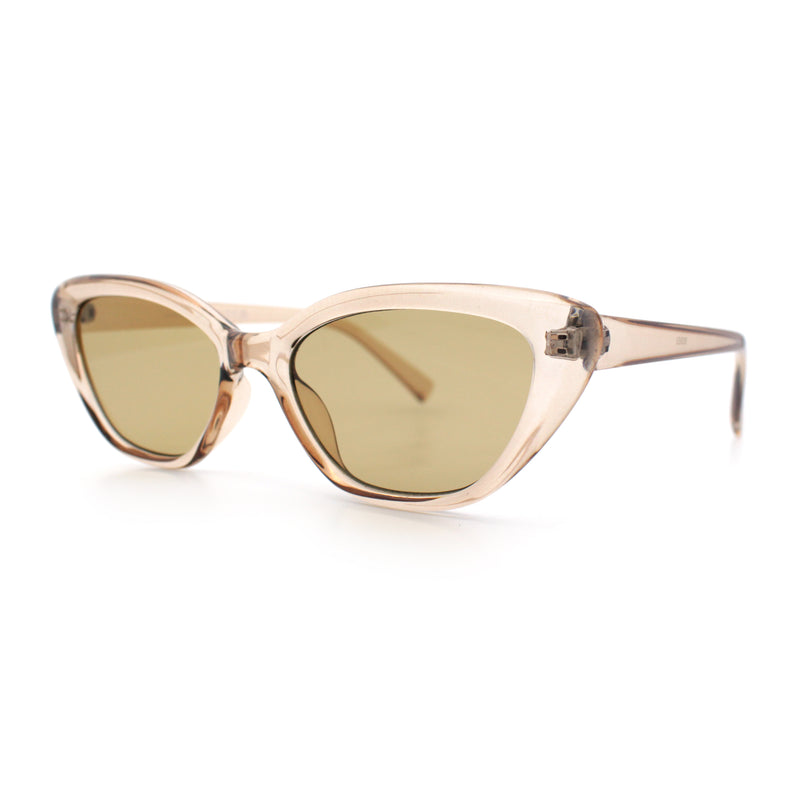 Womens Retro Classic Minimal Mod Thick Plastic Cat Eye Sunglasses