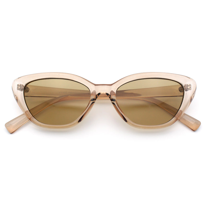 Womens Retro Classic Minimal Mod Thick Plastic Cat Eye Sunglasses
