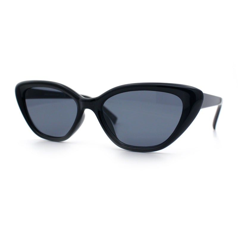 Womens Retro Classic Minimal Mod Thick Plastic Cat Eye Sunglasses