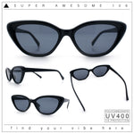 Womens Retro Classic Minimal Mod Thick Plastic Cat Eye Sunglasses