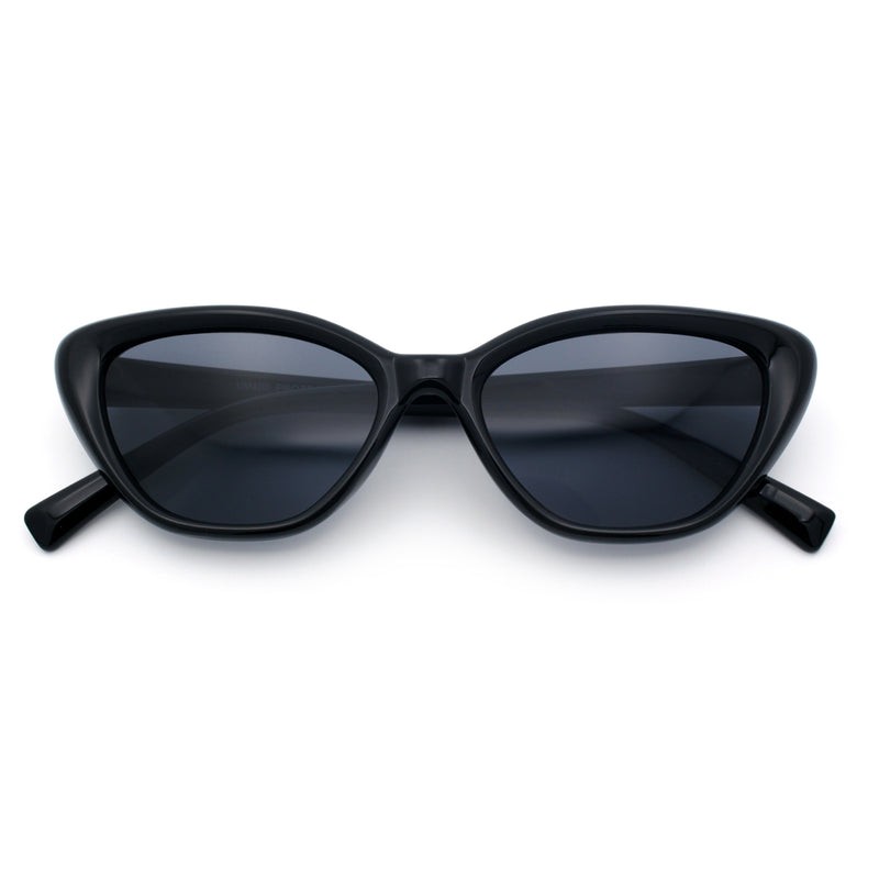 Womens Retro Classic Minimal Mod Thick Plastic Cat Eye Sunglasses