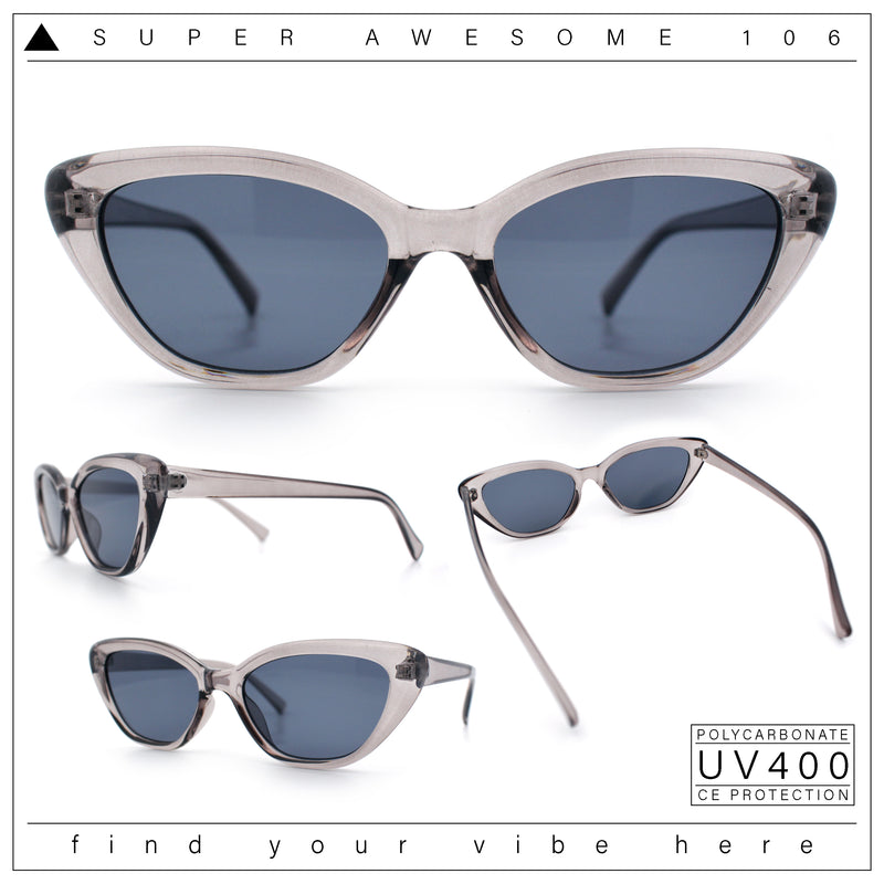 Womens Retro Classic Minimal Mod Thick Plastic Cat Eye Sunglasses