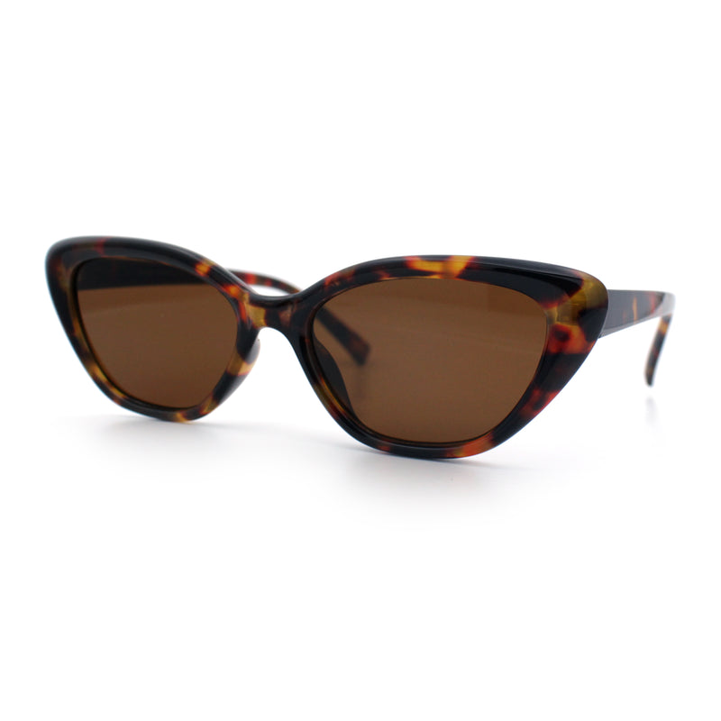 Womens Retro Classic Minimal Mod Thick Plastic Cat Eye Sunglasses