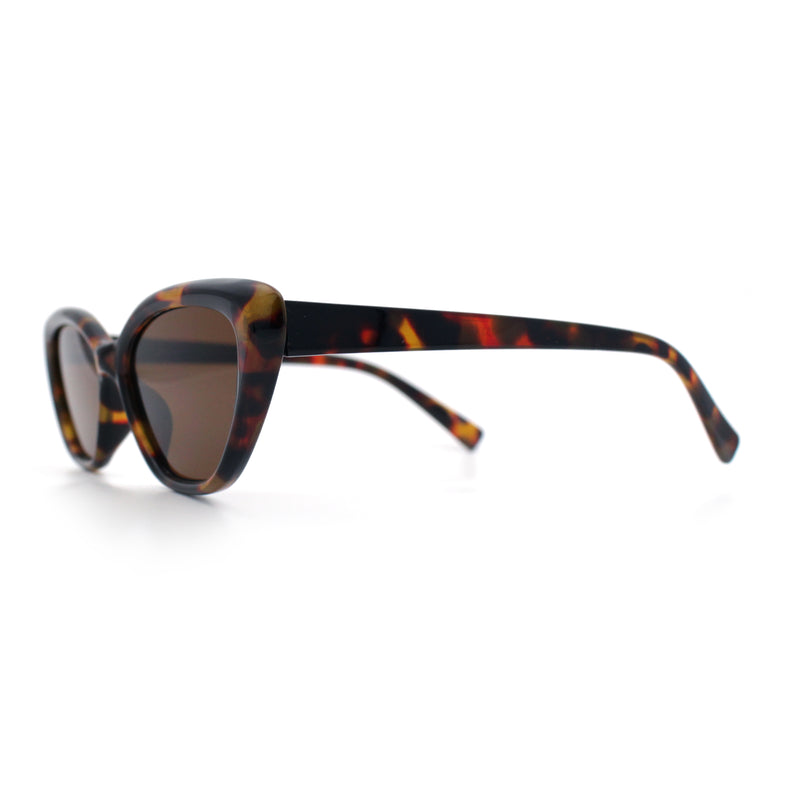 Womens Retro Classic Minimal Mod Thick Plastic Cat Eye Sunglasses