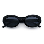 Womens Minimal Retro Mod Oval Thick Plastic Sunglasses