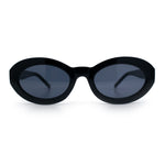Womens Minimal Retro Mod Oval Thick Plastic Sunglasses