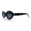 Womens Minimal Retro Mod Oval Thick Plastic Sunglasses