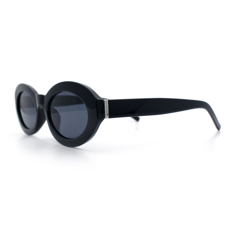 Womens Minimal Retro Mod Oval Thick Plastic Sunglasses