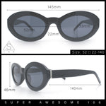 Womens Minimal Retro Mod Oval Thick Plastic Sunglasses