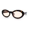 Womens Minimal Retro Mod Oval Thick Plastic Sunglasses