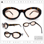 Womens Minimal Retro Mod Oval Thick Plastic Sunglasses