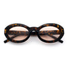 Womens Minimal Retro Mod Oval Thick Plastic Sunglasses