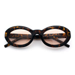 Womens Minimal Retro Mod Oval Thick Plastic Sunglasses