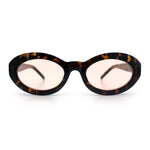Womens Minimal Retro Mod Oval Thick Plastic Sunglasses