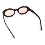 Womens Minimal Retro Mod Oval Thick Plastic Sunglasses