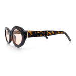 Womens Minimal Retro Mod Oval Thick Plastic Sunglasses