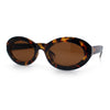 Womens Minimal Retro Mod Oval Thick Plastic Sunglasses