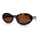 Womens Minimal Retro Mod Oval Thick Plastic Sunglasses