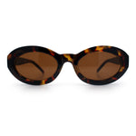Womens Minimal Retro Mod Oval Thick Plastic Sunglasses