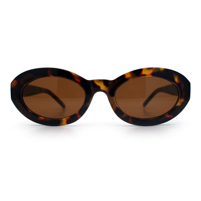 Womens Minimal Retro Mod Oval Thick Plastic Sunglasses
