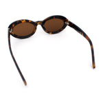 Womens Minimal Retro Mod Oval Thick Plastic Sunglasses