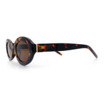 Womens Minimal Retro Mod Oval Thick Plastic Sunglasses