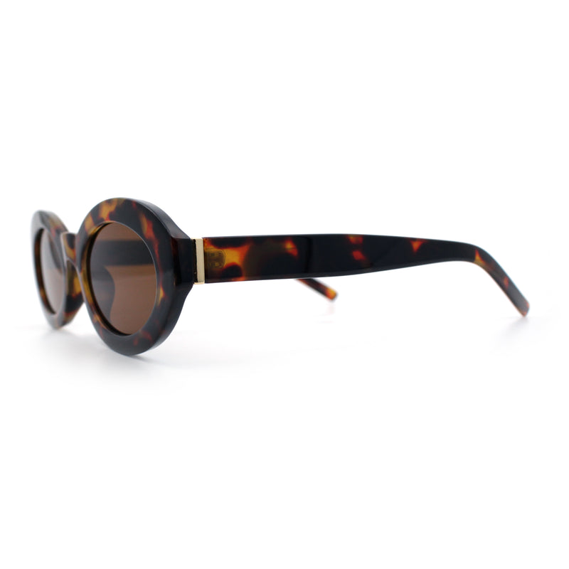 Womens Minimal Retro Mod Oval Thick Plastic Sunglasses