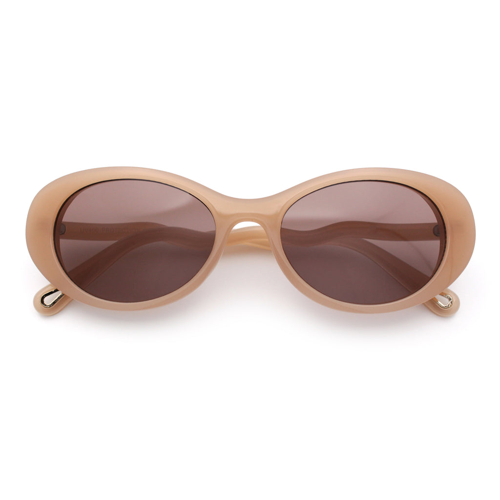 Womens Unique Wavy Crooked Arm Mod Oval Plastic Sunglasses