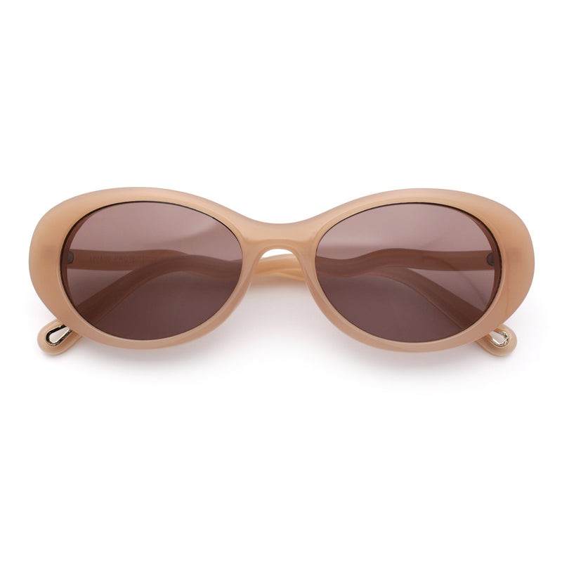 Womens Unique Wavy Crooked Arm Mod Oval Plastic Sunglasses